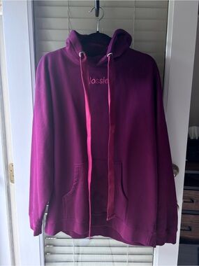 Glossier Limited Edition Holiday Raspberry Purple/Pink Hoodie w/Satin Ribbon.XL